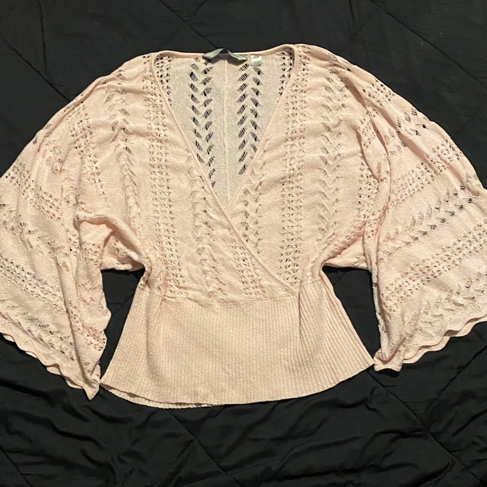 Light Pink Knit Wrap Top